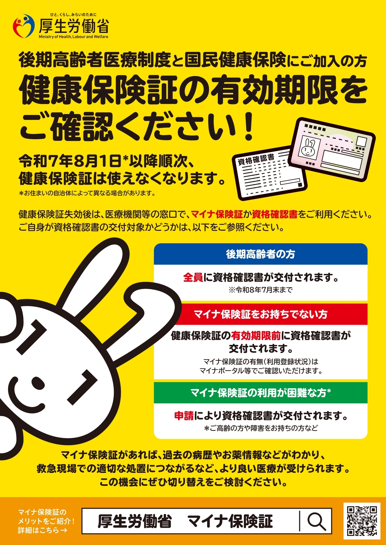 健康保険証の有効期限をご確認ください